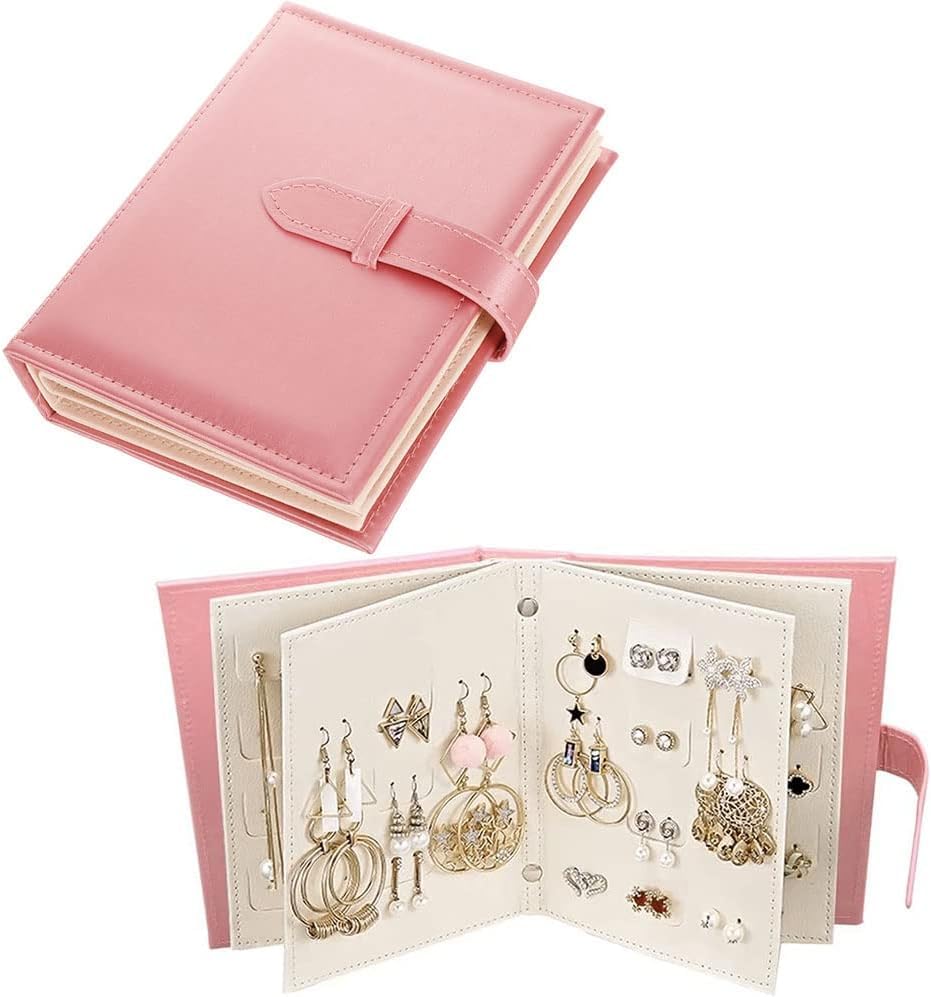 MAYCREATE Earring Book Organizer, Portable Earring Holder Case Pu Leather Travel Earring Case with Foldable Book Design for Girls Gift MAYCREATE Earring Book Organizer, Portable Earring Holder Case Pu Leather Travel Earring Case with Foldable Book Design for Girls Gift